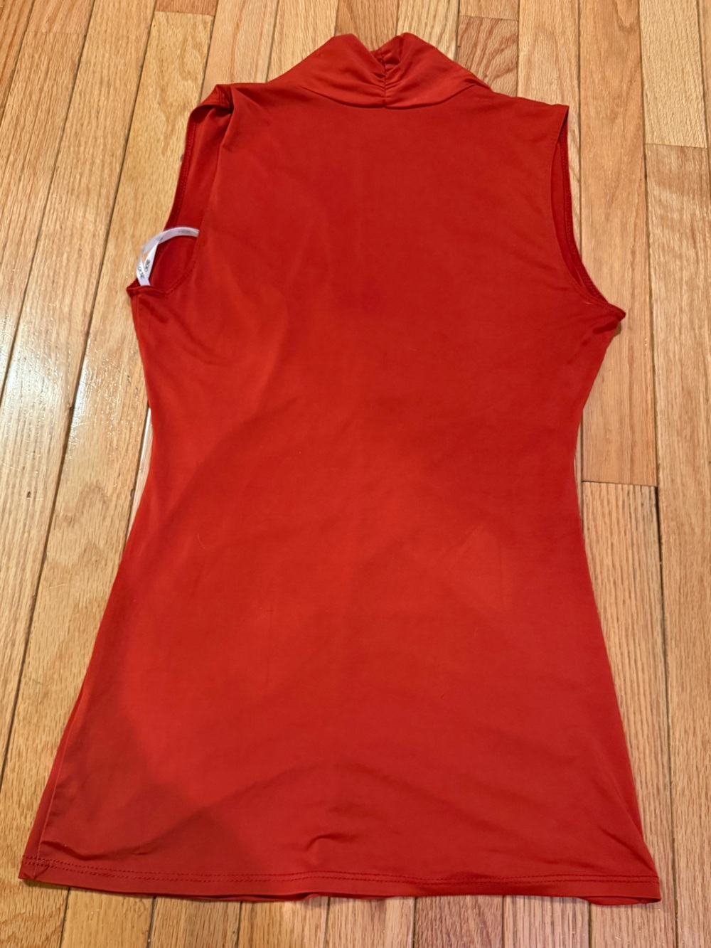 Sleeveless Ruched V-Neck Top in Brick Red Rust  90s Size M - Picture 5 of 6